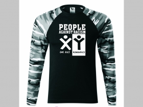 Ľudia proti rasizmu - People against Racism pánske tričko (nie mikina!!) s dlhými rukávmi vo farbe " metro " čiernobiely maskáč gramáž 160 g/m2 materiál 100%bavlna